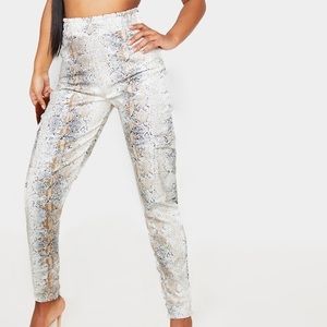Snake Print Faux Leather Joggers